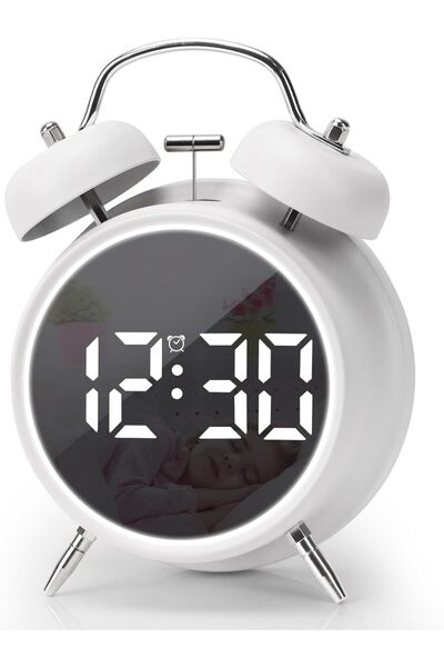 Coverzone Çift Çanlı Dijital Alarm Saati - 70dB, LED Ekran, Sessiz, Gece Işık...