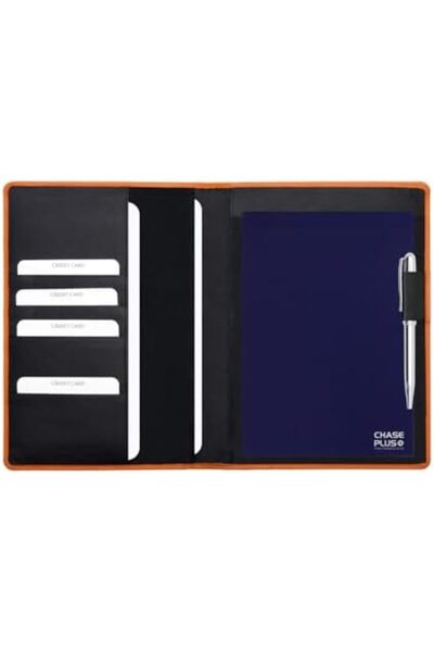 chase plus Leather Portfolio for Men and Women, Document File Folder Organizer Padfolio with A5 Note