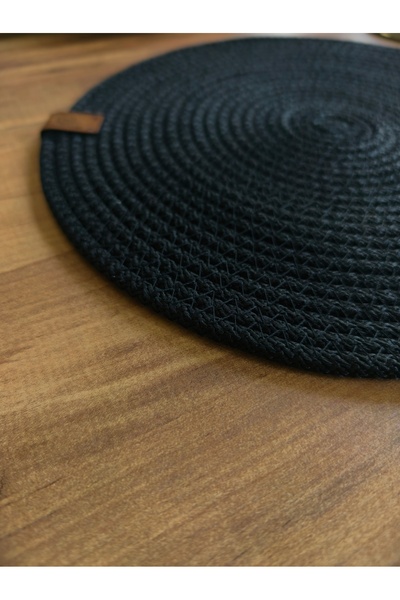 Thalia Home Set of 6 Black Supla American Service 32 cm Diameter Wicker Mesh under Plate