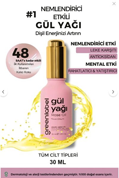 Greenlabel Gül Yağı 30 ml