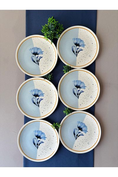 VENÜS HOME DECORATION Blue Willow 6 Pcs 25 cm Large Serving Plate