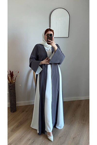 Abaya-AB İtalyan Dubai Kumaş İkili Abaya Şal Hediyeli