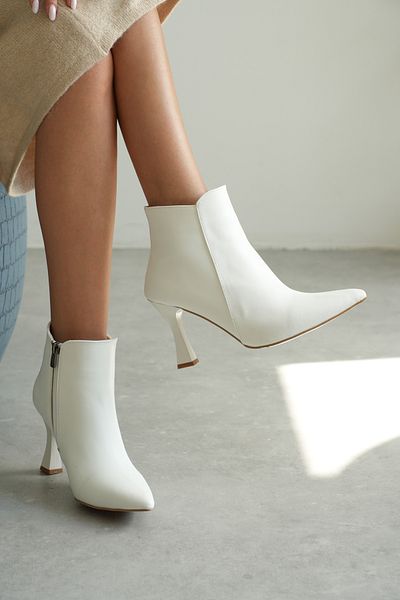 CİMİLİ SHOES Women's Heeled Boots&Bootie Pointed Toe Goblet Heel Side Zipper Tisa