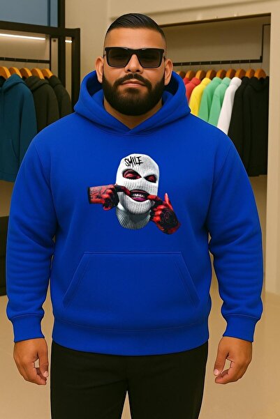BENROMA 3 Yarn Combed Cotton Mask Printed Large Size Sweatshirt