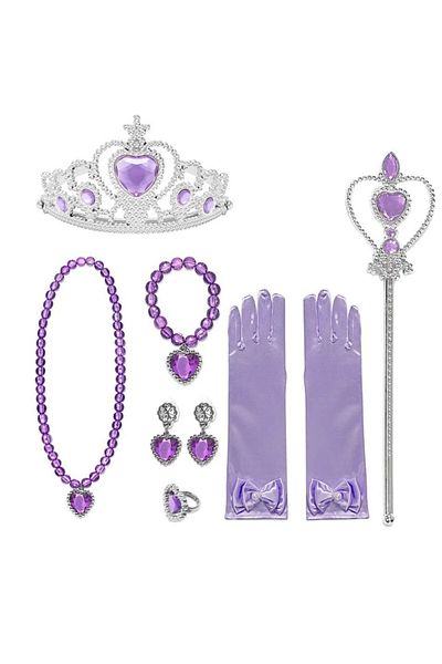 Mixbo Princess carnival accessory set, 7 pieces, plastic/textile, purple