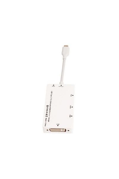 HOPE R 6 in 1 USB 3.1 Type-C Hub to HDMI, DVI, VGA, USB 3.0, audio, network charging port, white, HOPE R