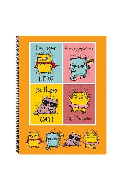 FLY COLOR A4 P.P Cover 80 Sheets Spiral Notebook with Cat