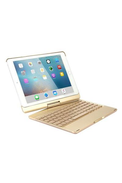 HOPE R Aluminum case, gold, with LED keyboard, Bluetooth Wireless for iPad Air, iPad Air 2, iPad