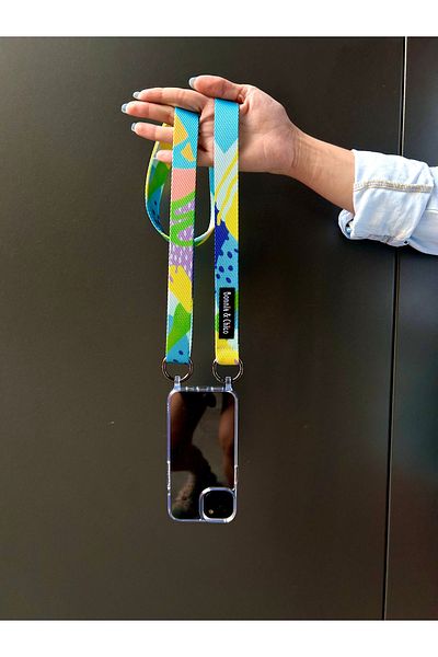 Bonnie&Chico iPhone 16 Compatible Transparent Case Crossed Adjustable Length Jackie Phone Strap