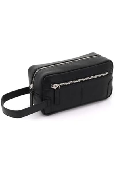 chase plus Toiletry Bag Men, Travel Pouch Makeup Shaving Bag for Men, Leather Hanging Waterproof Cos