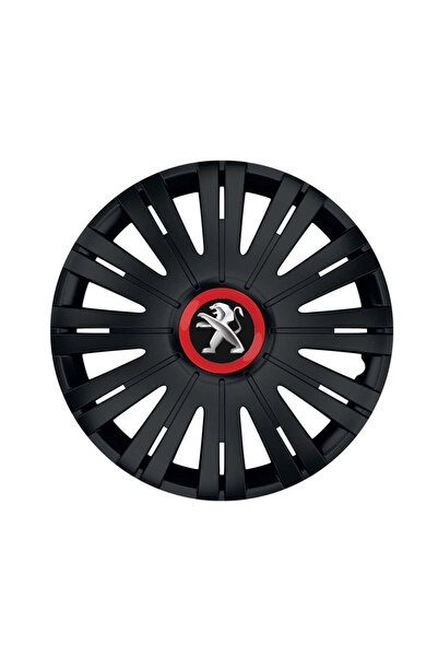 Autohelix MSA Set de 4 capace de roți negre cu inel roșu Active R16 pentru ga...