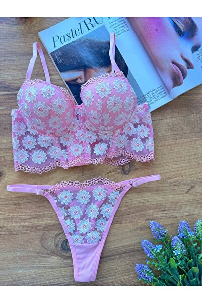 Modaludo Pink White Daisy Model Filled Underwear Set