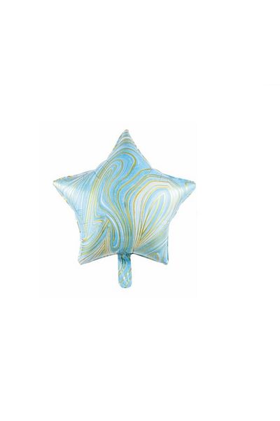 SDX Market Aluminum foil figurine balloon, round, star type, Satirat Turquoise, 45 cm