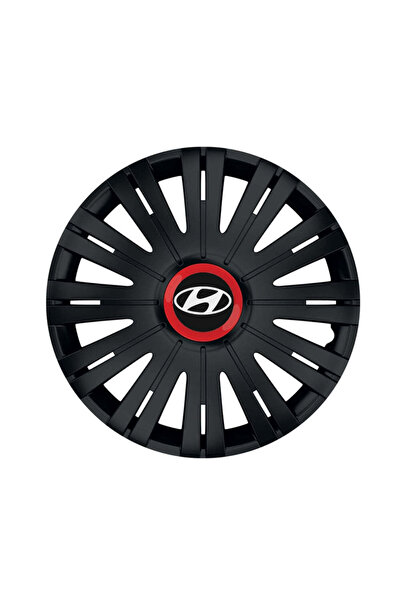 Autohelix MSA Set de 4 capace de roți negre cu inel roșu Active R16 pentru ga...