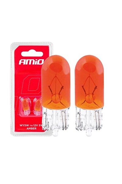 AMIO Set 2 becuri auto halogen T10 W5W, 12V, culoare amber