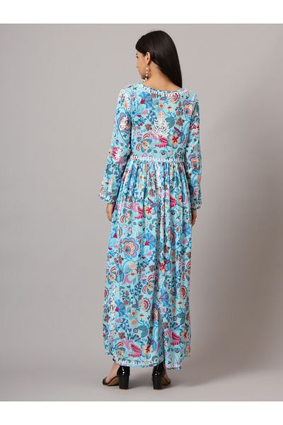 alaya Hand Embroidered Lucknowi Chikankari Printed Mulmul Cotton Jalabiya-AL3936