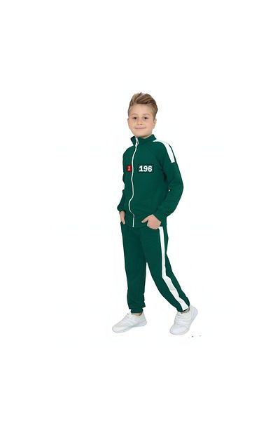 aynewmoda Unisex Zipper Number Printed Long Sleeve Tracksuit Set and Long Pants