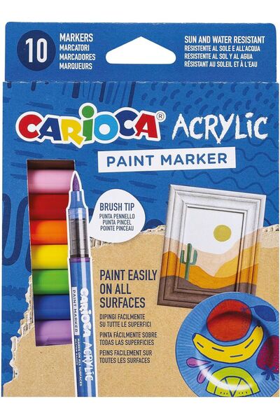 CARIOCA Acrylic Based Brush Tip 10'Lu Paint Marker Suitable for All Surfaces