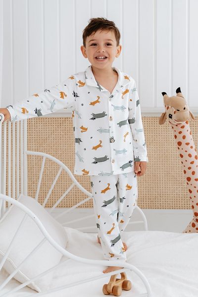 Lilabio Bamboo Fabric Front Buttoned Boys' Pajama Set