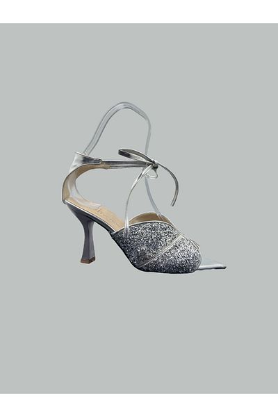Odie Collection Women's Stylish Night Ankle Strap Broken Glass Stone Pointed Toe Stiletto