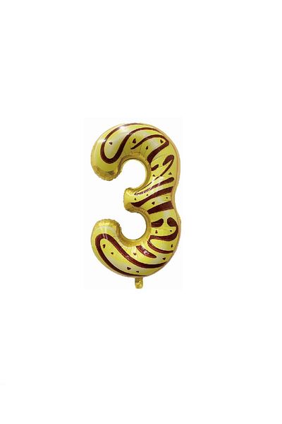 SDX Market Metallic foil balloon, Number 3, 80 cm, Multicolor