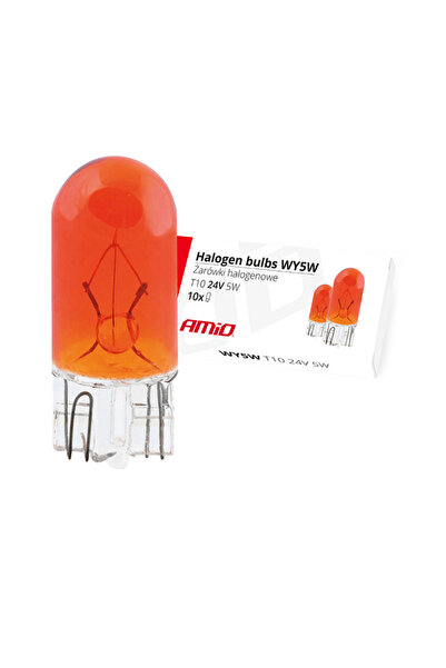 AMIO Set 10 auto halogen WY5W T10, 5W, W2.1x9.5d, 24V, yellow