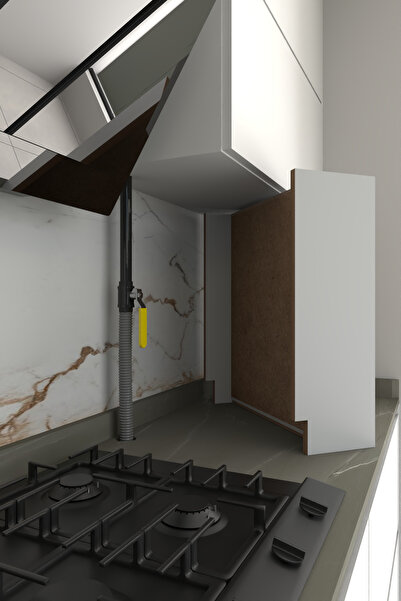 Tiklad Mutfak Doğalgaz Borusu Gizleme, Kapama, Geniş Mutfak Rafı