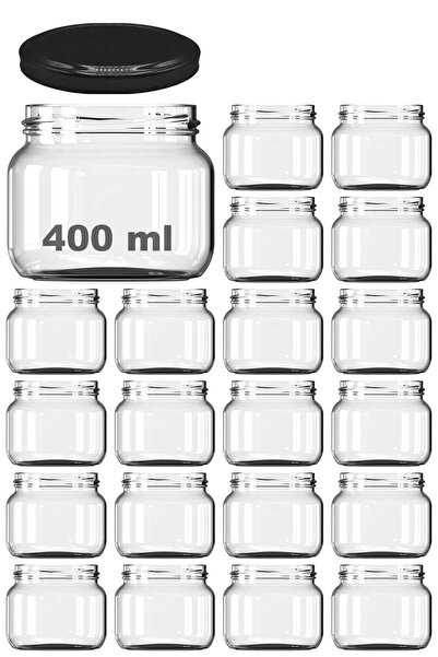 Afracam 400 ml Kavanoz Metal Siyah Konserve Kapaklı 400 Cc Şeffaf Magnolya Ca...