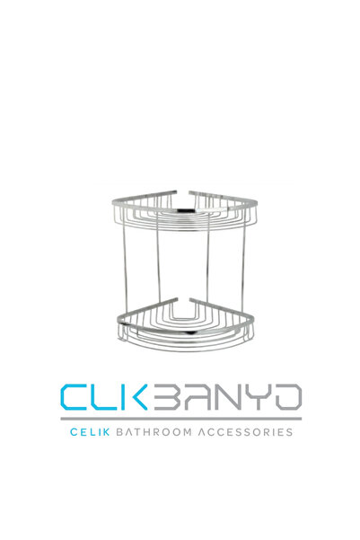 ÇELİK BANYO DESTİNA İKİLİ 22*22 BANYO ŞAMPUANLIK/KÖŞELİK/SÜNGERLİK PASLANMAZ PİRİNÇ