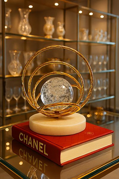 ECASATAL Silver Orbital Sphere With Marble Detail