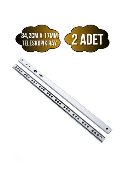 DSYapıAksesuar Teleskobik 17MM Çekmece Rayı Gömme Bilyeli İnce Ray(17MM)(34,2...