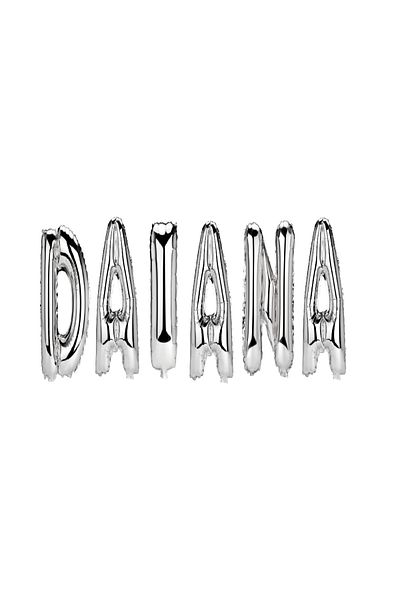 SDX Market Daiana Name Letter Balloon Set, Silver, 40Cm