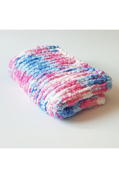 Blanosic Baby blanket, Furry, Handmade, Pink-White-Blue, 100 x 80 cm