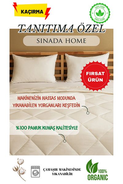 Sinada 100% Cotton Fabric, Fiber Filled Single Machine Washable Quilt