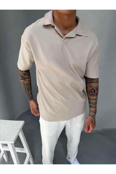 KağanKY Κρεμ μπλουζάκι με γιακά πόλο