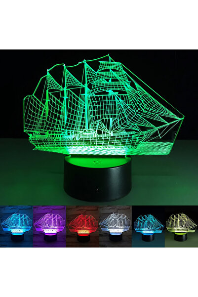 GÜMRÜK BEY 3D Dokunmatik LED Gece Lambası Pilli & USB Bağlantılı Renk Değişti...
