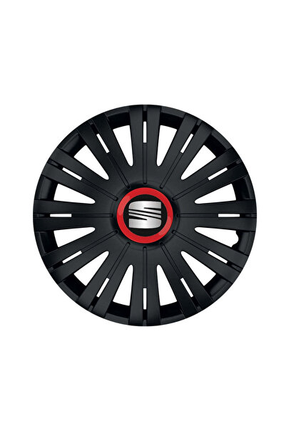 Autohelix MSA Set de 4 capace de roți negre cu inel roșu Active R16 pentru ga...