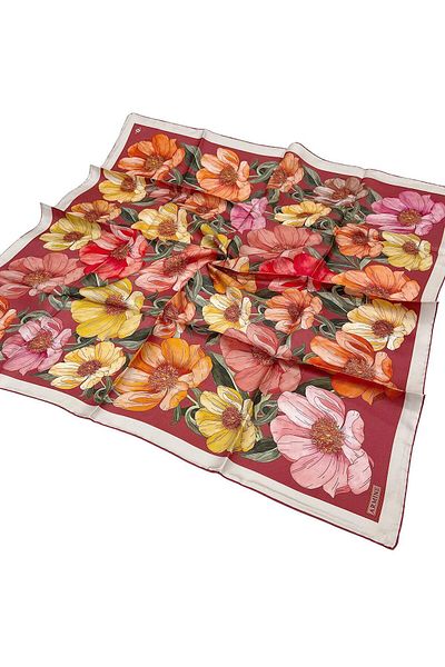 Armine Silk Scarf 2026 Winter - 9403-01 Pomegranate Flower Twill