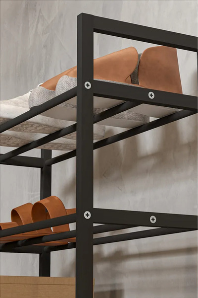 WANDOO 3 Raflı Metal Ayakkabılık 60x62x24 cm Portatif Ayakkabı Düzenleyici Ço...