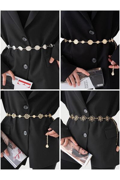 Kemerix Women's Original Tarnish-Free Set of 4 Chain Belts