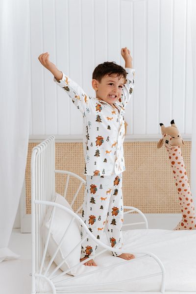 Lilabio Bamboo Fabric Front Buttoned Boys' Pajama Set