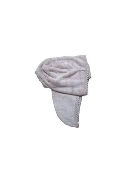 E EFRALL Hair Drying Towel with Button for Fixation, Soft and Fluffy, 63 X 25 cm, Gray - Concept E EFRALL