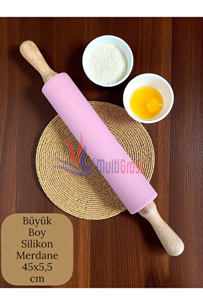 Multiamo Bambu Saplı Silikon Gövdeli Merdane-Büyük Boy (45 X 5,5 X 25 CM) Somon