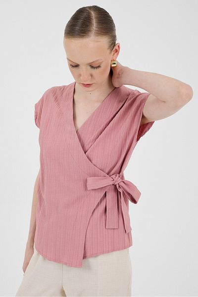 Rays Rose Double Breasted Collar Tie Detailed Blouse 8025A