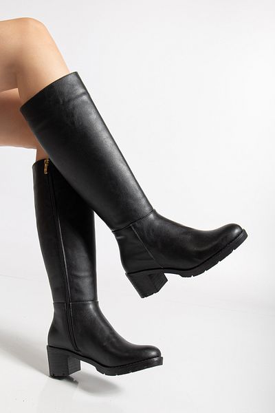 RİSSOLİ Women's Black Matte Skin Zipper Detailed Boots