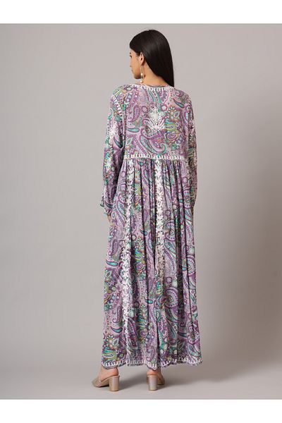 alaya Hand Embroidered Lucknowi Chikankari Printed Mulmul Cotton Jalabiya-AL3936