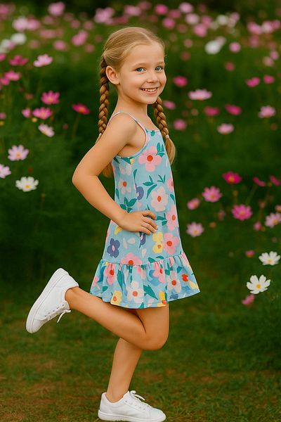 MAXI DRY Girl's Strappy Patterned Summer Dress 4-10 Years