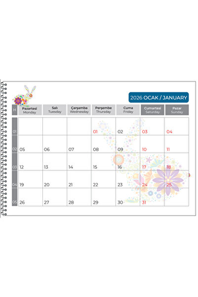 NATURELBASIM 2026 DUVAR PLANLAMA TAKVİMİ 33X48 cm