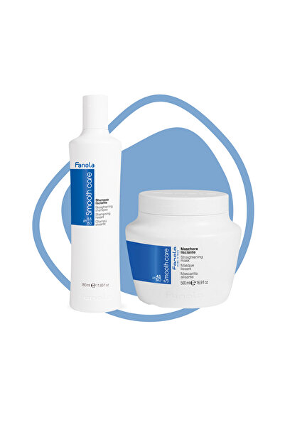 Fanola Smooth Care Asi ve Zor Şekil Alan Saçlar için Şampuan 350ml + Maske 500ml