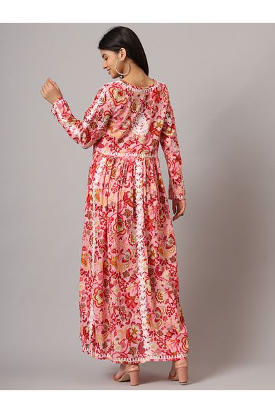 alaya Hand Embroidered Lucknowi Chikankari Printed Mulmul Cotton Jalabiya-AL3936